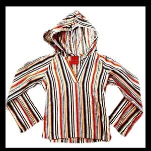 Esprit Orange Striped Linen Hoodie Shirt